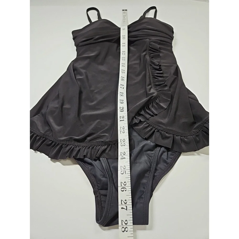Beyond Control Womens Black‎ One Piece Swim Dress Removable Straps Size 6 NWOT